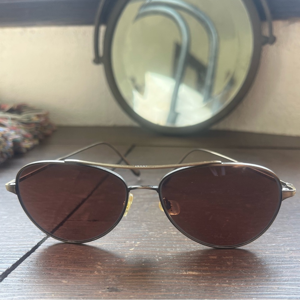 GARRETT LEIGHT Culver Brushed Gold Aviator Sunglasses